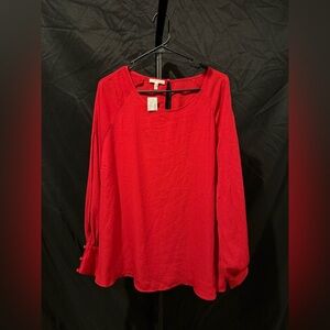 Maurices Red, peek a boo‎ sleeve, Women's Blouse, 2X